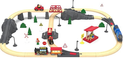 Battery Operated Locomotive Train for Wooden Tracks, Motorized Train Toys for Toddlers, Trains Accessories Compatible with Thomas, Brio, Chuggington, Melissa and Doug (Battery Not Included)
