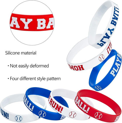 Frienda Baseball Silicone Rubber Bracelets Rubber Wristbands Baseball Bracelet Wristbands for Gifts Party Favors (24 Pieces)