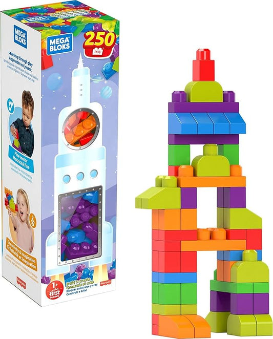 MEGA BLOKS Fisher-Price Toddler Building Blocks Toy Set, Build ‘n Create with 250 Pieces, Ages 1+ Years