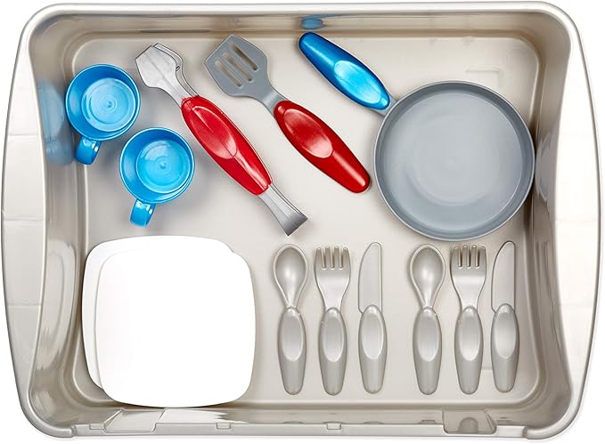 Little Tikes First Sink & Stove Realistic Pretend Play Kitchen Appliance for Kids, Includes 13 Cooking Accessories, Ages 3+ Multi-Color