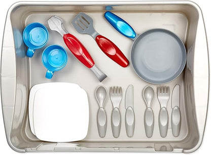 Little Tikes First Sink & Stove Realistic Pretend Play Kitchen Appliance for Kids, Includes 13 Cooking Accessories, Ages 3+ Multi-Color