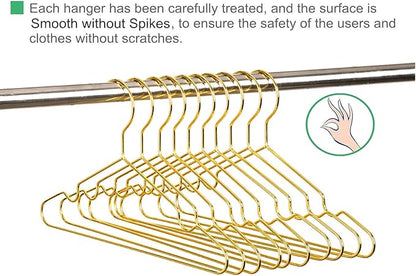Amber Home 20 Pack 12 Inch Gold Kids Baby Hangers, Strong Metal Children Clothes Hangers for Closet, Space Saving Infant Hanger for Toddler Coats Pants (Gold, 20)