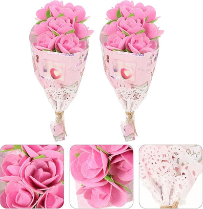 Beavorty 2 Sets Bouquet Material Package DIY Fabric Bouquet Arts and Crafts for Kids Flower Crafts for Kids Make Your Own Flowers Fabric Flower Bouquet Kid Toy Non-woven Child Props Unique