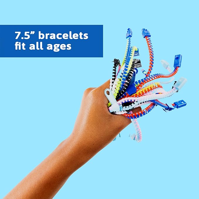Zip-Zip Hooray Fidget Bracelets for Kids, Multi-Colored Sensory Toys, Perfect for Kid's Party Favors, 24-Count