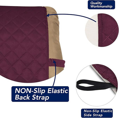 PureFit Reversible Quilted Recliner Sofa Cover, Water Resistant Slipcover Furniture Protector, Washable Couch Cover with Elastic Straps for Kids, Dogs, Pets (Small, Wine/Beige)