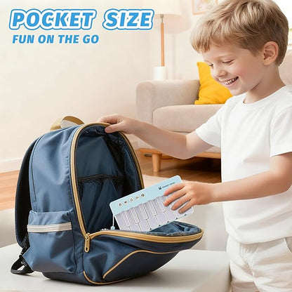 Mini Keyboard Piano Toy, Portable Light Up Pocket Piano for Toddlers Kids (Blue)
