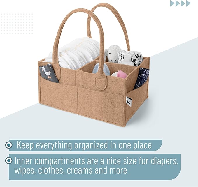 Mr. Pen- Baby Diaper Caddy Organizer, Earthy Clay, Baby Caddy Organizer with Handle, Compact Size, Collapsible & Portable