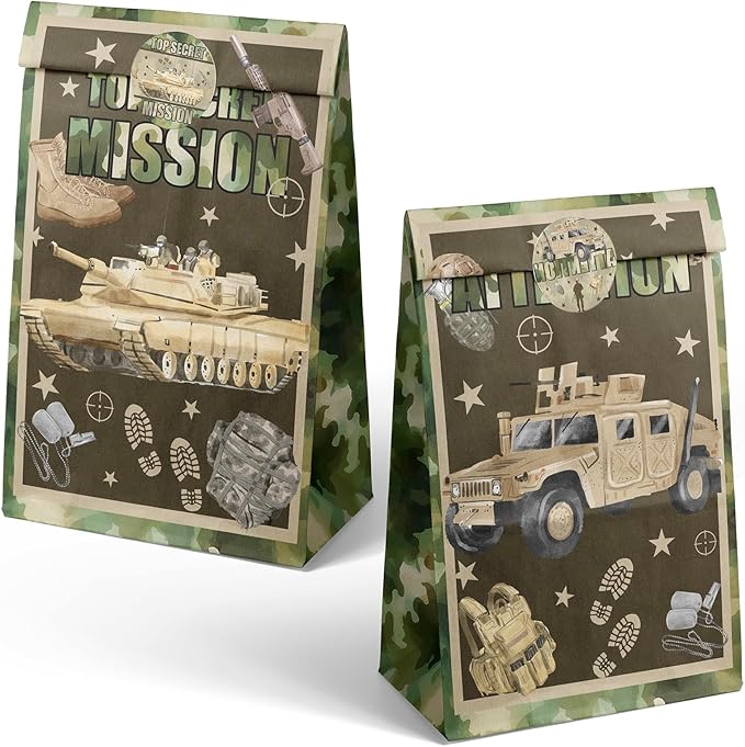 camouflage Party Favor Bags Army Goodie Bags Army Party Favors for Kids camo Birthday Party Supplies