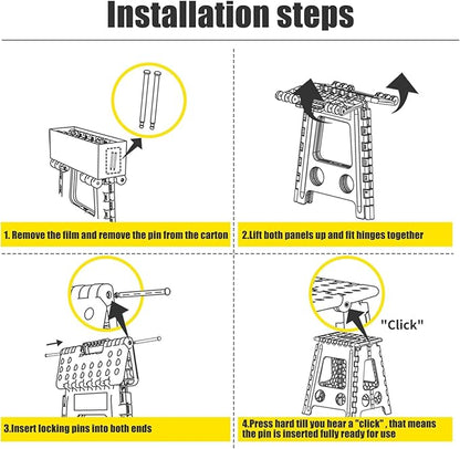 Delxo Folding Step Stool,18 Inch Foldable Step Stools for Kids & Adults,Portable Collapsible Step Stool with Handle, Lightweight Plastic Folding Stool for Kitchen Bathroom,Bedroom (Blue 6 Packs)