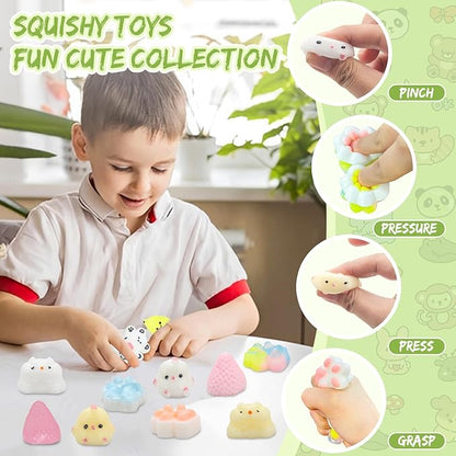 28pcs Squishy Pack,Fidget Toys Kit,Include taba Squishies Party Favors for Kids 4-8 8-12 Treasure Box Toys for Classroom Birthday Xmas Gifts Goodie Bag Stocking Stuffers for Teens (28pcs)