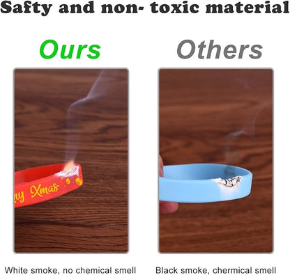 FEPITO 42 Pieces Christmas Silicone Wristbands Rubber Band Bracelets for Christmas Party Decoration Supplies 7 Merry Xmas Style