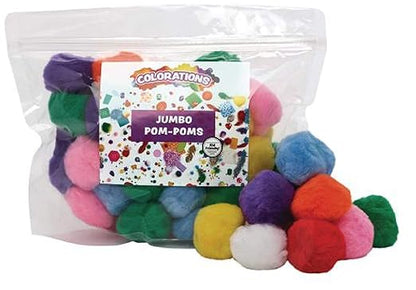 Colorations Super Fluffy Soft Acrylic Jumbo Pom Poms, Set of 50, 2 inches, Resealable Bag, for Kids, Arts & Crafts, DIY Crafts, Hobby Supplies, Creative Craft DIY Material, Quality