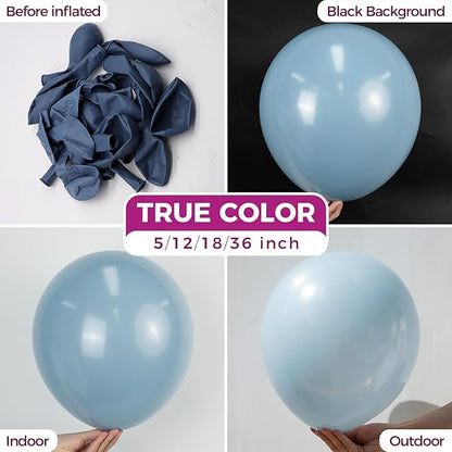 Bezente Dusty Blue Balloons 18 Inch - 30 Pack Large Thick Big Round Haze Blue Latex Balloons for Birthday Bridal Shower Wedding Gender Reveal Engagement Graduation Party Decorations