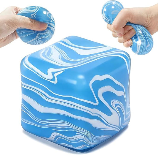 2.1" Flow Texture-Cube Squishy Toy, Slow Rising Anti-Stress Fidget Cube for Kids and Adults, Portable Sensory Fidget Toy for Anxiety Relief, Desk Decor Gift for School, Office, Travel.（Blue）