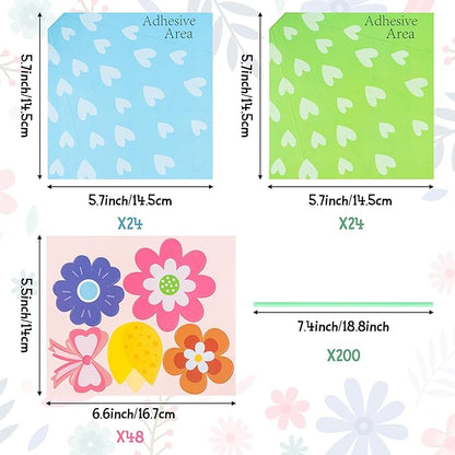 BeYumi Flower Bouquet Craft Kit - 72Pcs Mother's Day Flower Bouquet Craft in Two Colors for Kids Make Your Own Flower Bouquet Teacher Appreciation Week DIY Gift School Classroom Home Fun Activities