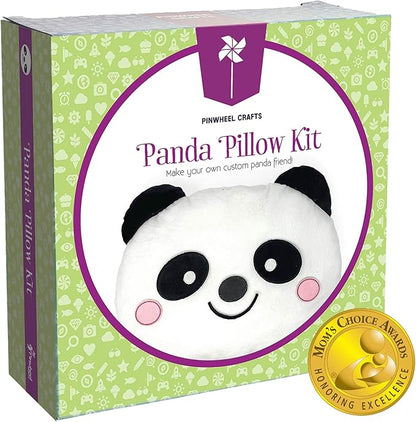 Pinwheel Crafts Beginner Sewing Kit for Kids 8-12 - Easy DIY Panda Pillow Kit - Learn to Sew - Kids Sewing Craft Gifts - Make Your Own Stuffed Animal Panda Plush Toy