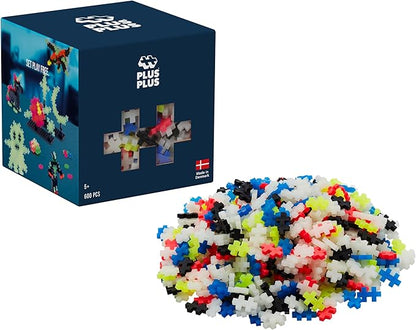 Plus-Plus - Glow Colour Mix - 600 Pieces - Building Blocks, Building, Developing Toys for Kids, STEM, STEAM, Produced in Denmark