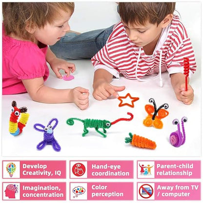 Pipe Cleaners Craft Chenille Stems, 360 Pieces 30 Assorted Colors for Crafting DIY Arts Projects Decorations, 6mm x 12inch Fuzzy Colored Chenille Stem Sticks Set Craft Supplies for Kids and Adults