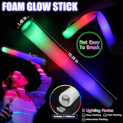 Glow in the Dark Party Supplies, Light Up Party Favors with 12 LED Glasses,Foam Glow Sticks,Light Up Headband, 6 Glow Bracelets,Finger Lights,Glow Rings for Kids Adults Neon Party Decorations