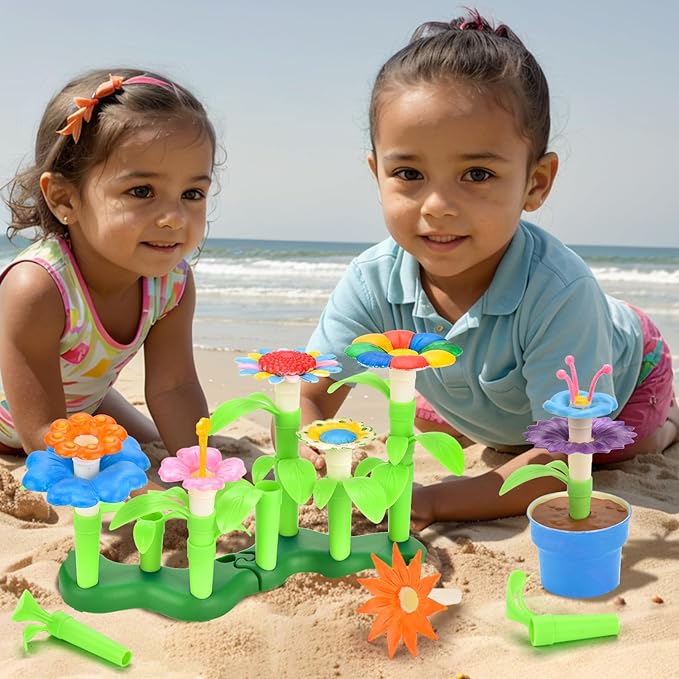 Pairez Toys Flowers Building Blocks Toys, Kids Gardening Set with Paint, Arts & Crafts Kits for Boys & Girls, Flower Pretend Gardening Birthday Gifts for Girls Age 6 7 8 9 10+