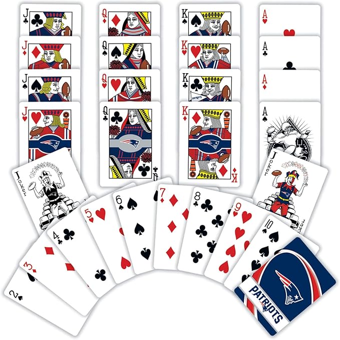 Masterpieces Family Games - NFL New England Patriots Playing Cards - Officially Licensed Playing Card Deck for Adults, Kids, and Family