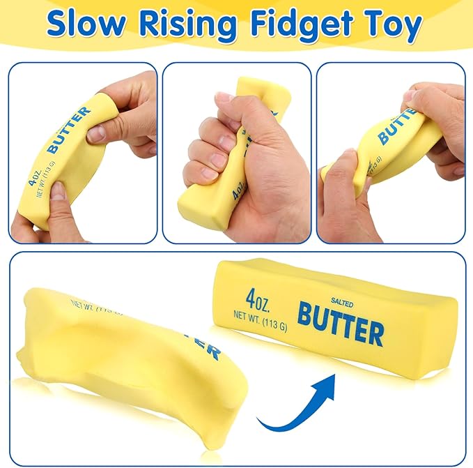 Butter Squishy- Slow Rising Fidget Toys, Novelty Stress Relief Squeeze Toy for Adults & Kids, Party Favors Gift Sensory Toy (2 PCS)
