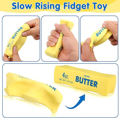 Butter Squishy- Slow Rising Fidget Toys, Novelty Stress Relief Squeeze Toy for Adults & Kids, Party Favors Gift Sensory Toy (2 PCS)
