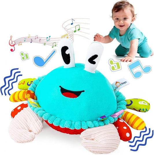 Baby Toys 12-18 Months, Musical Crawling Toys Baby Crab Plush Toy, 50 Songs & Recording Feature, Dancing Bouncing Interactive Baby Sensory Toddler Toys 6-12 Months, Tummy Time Toys for 1 Year Old Gift