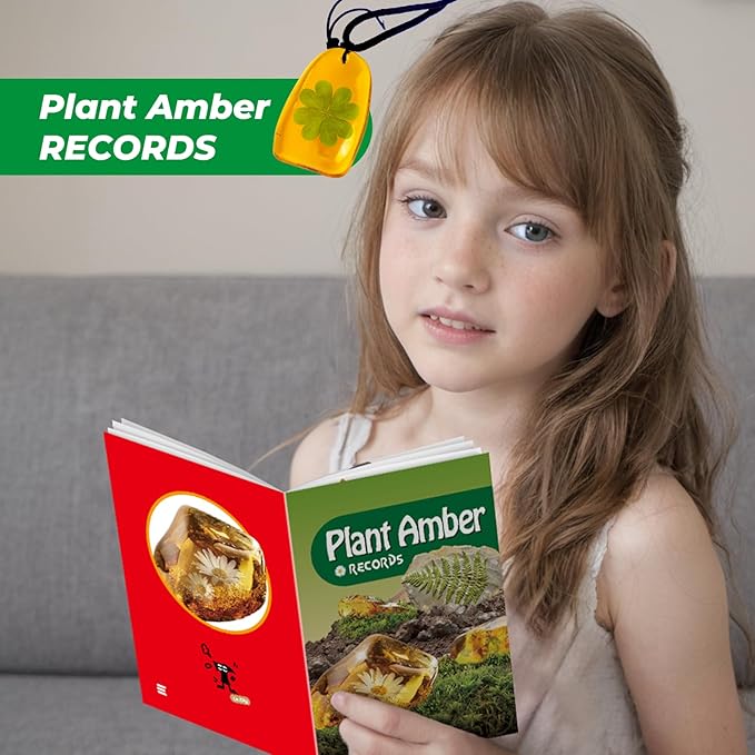 EDUMAN Amber Dig Kit - 6 Artificial Plant Resin Specimens, Biology Fossil Excavation Set with Natural Amber, STEM Inspired Educational Toy for Kids Ages 6-12, for Boys & Girls