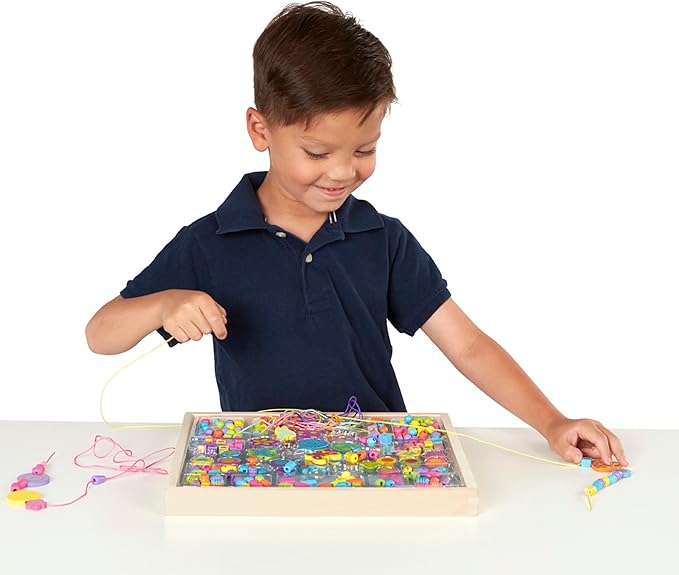 Melissa & Doug Created by Me Bead Bouquet Deluxe Wooden Bead Set With 220+ Beads for Jewelry-Making Kits for Kids 4+ - FSC-Certified