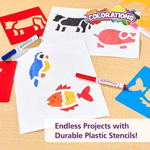 Washable Plastic Animal Stencils - Set of 6