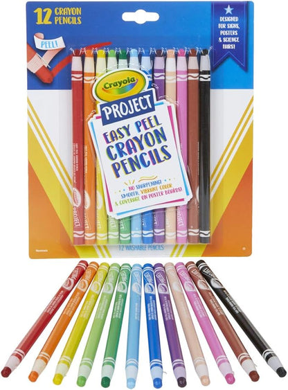Crayola Crayon Pencils, Easy Peel, Assorted Colors, Coloring Supplies, 12 Count, Multi