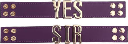 Coolcoco Adjustable Luxury Gold Letter Purple Leather Yes Sir Bracelet for Women Girls Prime Cosplay Accessory (2 Pieces/Set)