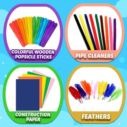 Goody King Arts and Crafts Supplies for Kids - Craft Art Supply Jar Kit for Student Age 4 5 6 7 8 9 10 Year Old Crafting Activity - Collage Arts Set for Toddlers Preschool DIY Classroom Home Project