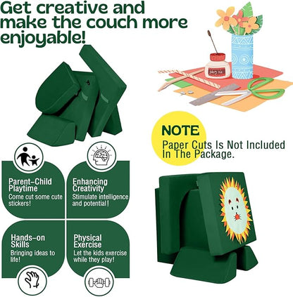 MeMoreCool 10-Piece Modular Kids Play Couch, Convertible Foam Climbing Sofa for Playroom & Reading Corner, Forest Green Kids Furniture Set