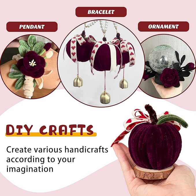 100 Pcs Pipe Cleaners, Wine Red Pipe Cleaners Bulk for Crafts Flowers, Bouquet Making, Chenille Stem for Home Festival Decorations (Burgundy)