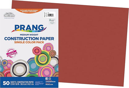 Prang (Formerly SunWorks) Construction Paper, Red, 12" x 18", 50 Sheets