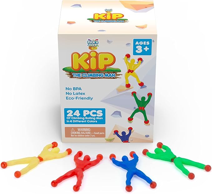 24-Piece Climbing Man Sticky Toy Set - Mini Toys Flexible and Stretchy Wall Tumbler Crawlers for Boys and Girls - Assorted Colors - Perfect Birthday and End of Year Party Favors
