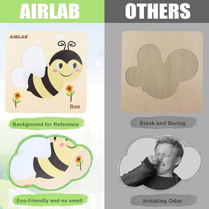 Wooden Toddlers Puzzles Animals Shape Puzzle Educational Toys Gift for Boys Girls Baby Travel Daycare Portable Toy with Drawstring Bag Pack of 4