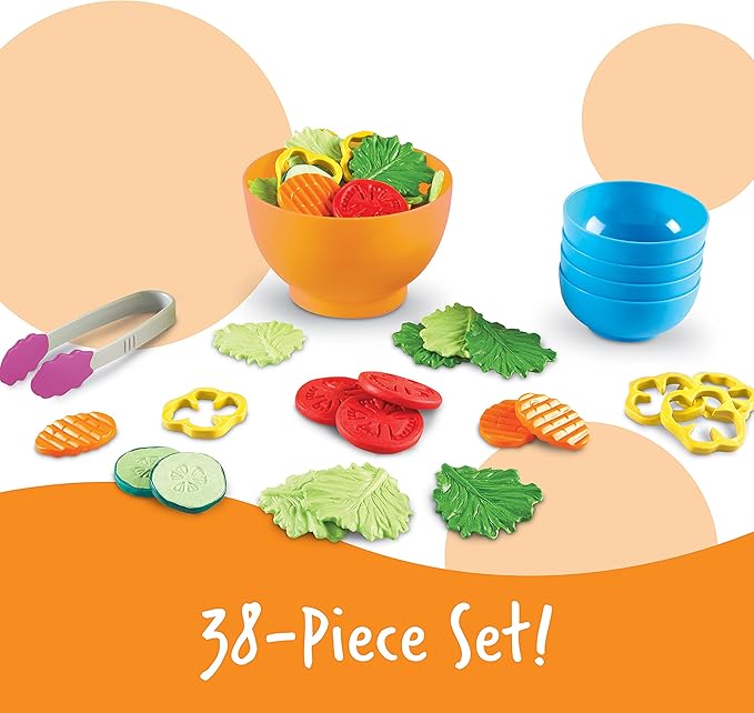 Learning Resources New Sprouts Garden Fresh Salad Set - 38 Pieces, Ages 18+ Months Pretend Play Food, Play Food for Toddlers, Toddler Kitchen Play Toys