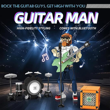 Music Gift,Musician Building Blocks, DIY Guitar Model Toys Compatible with Lego, Reverb Amplifier and Authentic Accessories, Music Teacher Gifts (Vagabond Singer Building Blocks)