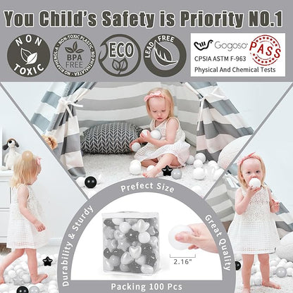 GOGOSO Ball Pit Balls,Plastics Balls for Ball Pit, Stars Hearts Shape for PastelBall for Toddlers Kids