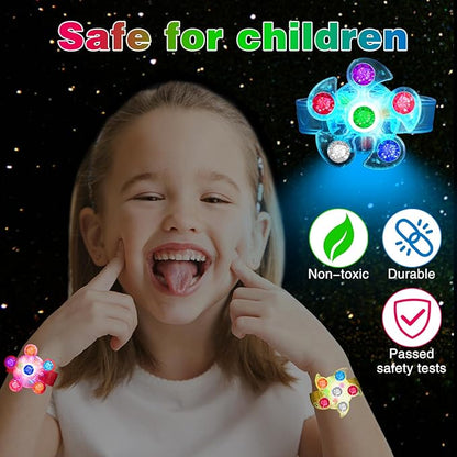 BSTDECOR 14 Pack LED Light Up Fidget Spinner Bracelets, Party Favors for Kids 4-8 8-12 Christmas Stocking Stuffers Glow in The Dark Party Supplies Birthday Xmas Gifts Goodie Bag Classroom Prizes