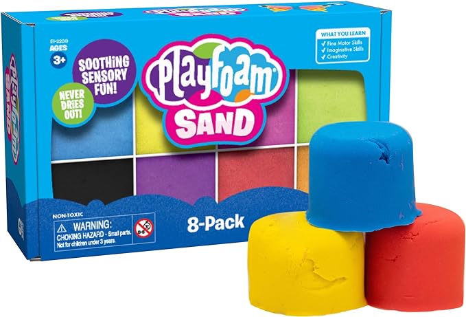 Educational Insights Playfoam Sand 8-Pack, Play Sand Set, 8 Assorted Colors, 6 oz. Each, Sensory Toy for Kids, Elementary Classroom Must Haves, Ages 3+