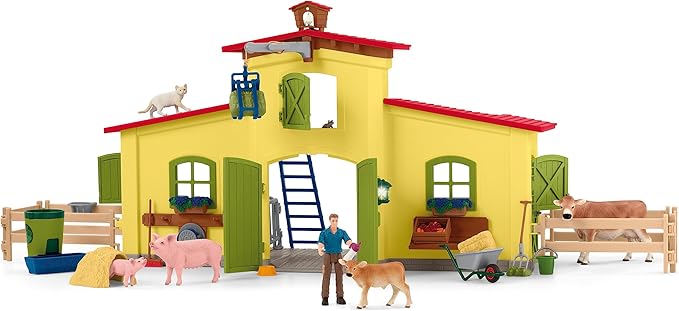 Schleich Farm World Giant 123-Piece Playset Pack with Farmhouse, Chicken Coop, Horse Stall, Farm Toys for Toddlers Ages 3+