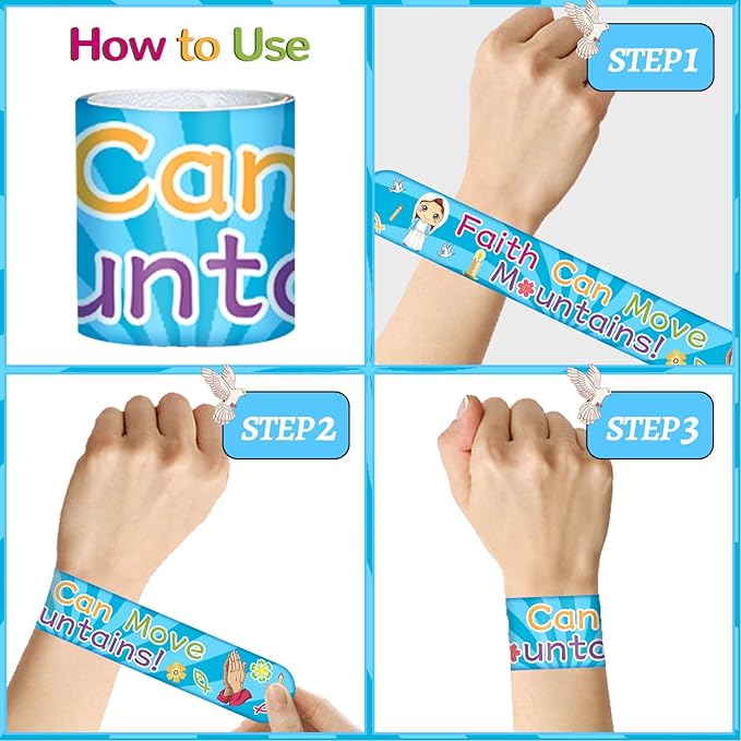 72PCS Religious Slap Bracelets with Christian Button Pins Jesus Love You Wristbands Sunday School Supplies Christian Gifts Jesus Snap Bracelets Christian Badges for Kids Adults Birthday Party Favors