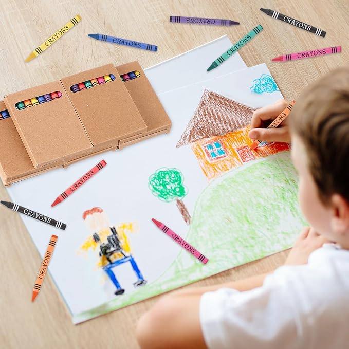 Crayons Bulk 8 Different Color Crayon Wrapped Wax Mini Boxes Bulk Party Favors Packs for Classroom Home Birthdays School Teachers(10 Packs)