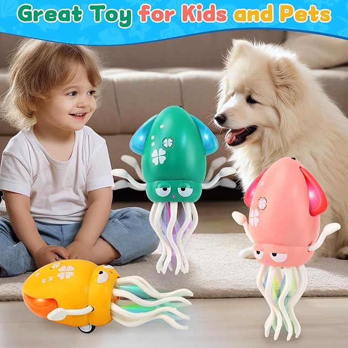 LZZAPJ Electric Dancing Octopus Light Music Suitable for 12-18 Months Old Baby Toys, Kid Crawling Squid Toys Suitable for Toddler Tummy time, Birthday for 1 2 3 4 5 6 Year Old Girl (Pink)