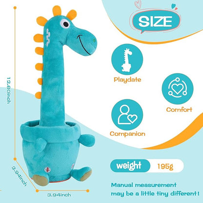 Dancing Talking Giraffe Toy, Stuffed Animal Baby Toy Repeating What You Say, Glowing Musical Electronic Giraffe Gifts for Toddlers 1-3 Years Old (Dancing Dinosaur)