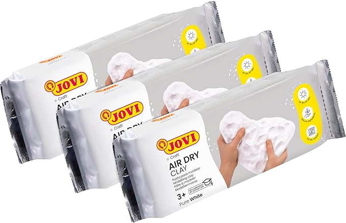 Jovi - Air Dry Modeling Clay, Set of 3 Units, 1.1lb Each, Total of 3.3lb, No Oven Needed, White Color, Pottery Clay for Arts and Crafts Projects (P85/3)